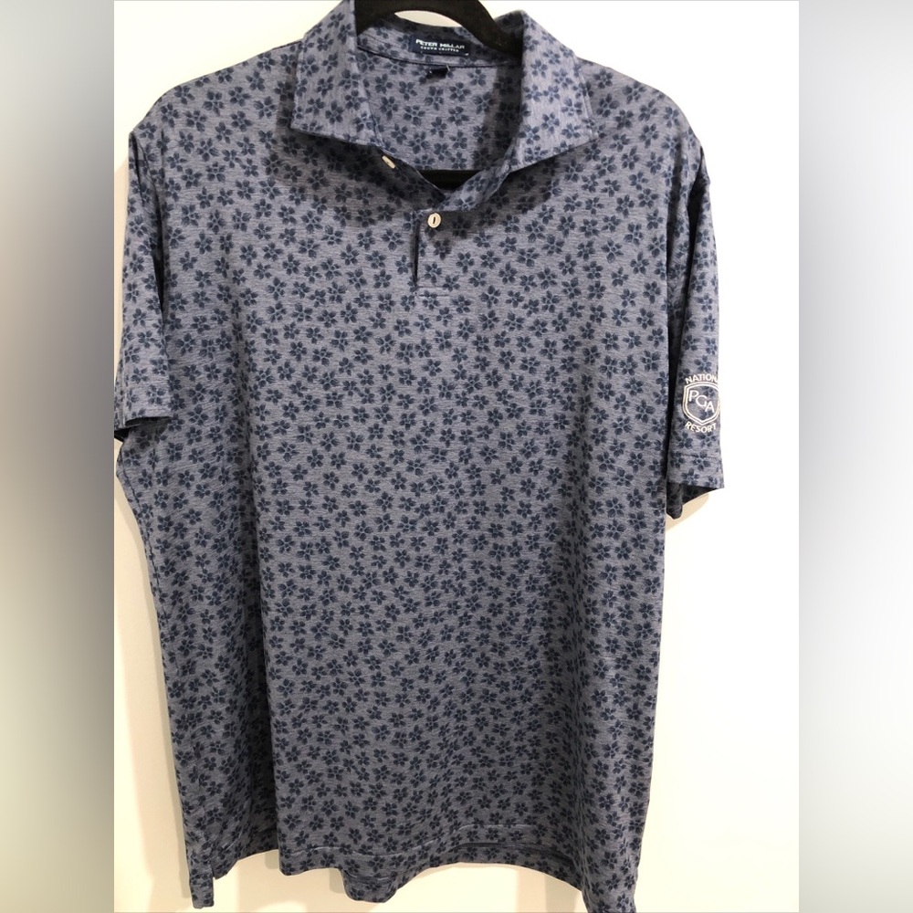 Peter Millar Shirt Mens Large Blue Stripe Performance Polo Crown Crafted